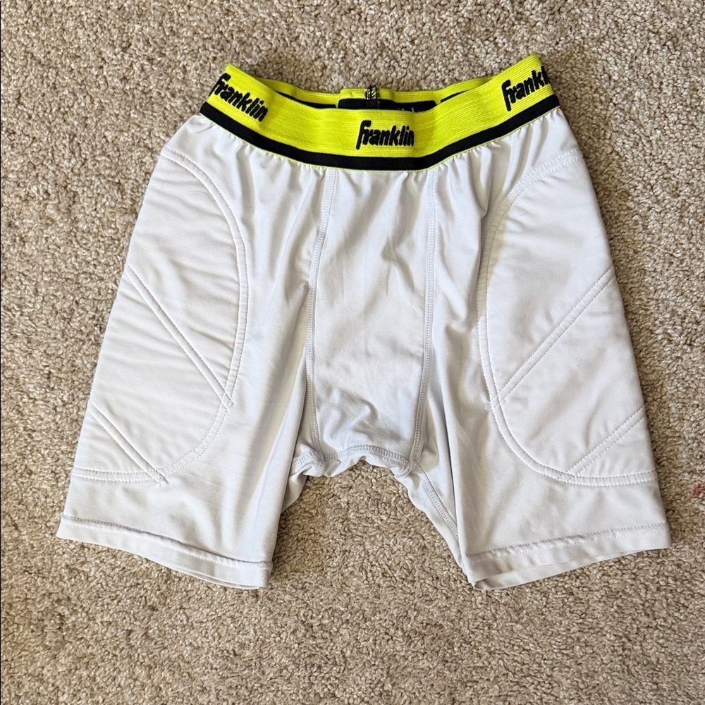 Franklin White Compression Shorts with Neon Yellow Waistband